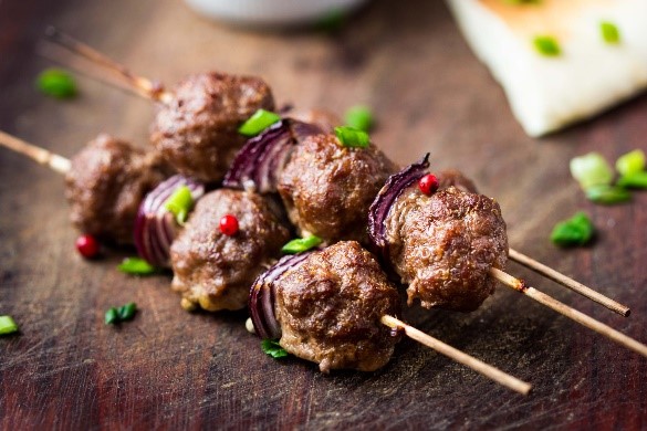 Meat Kebabs with Cucumber-Mint